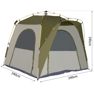 Tente de camping pop-up 4 personnes fibre verre polyester