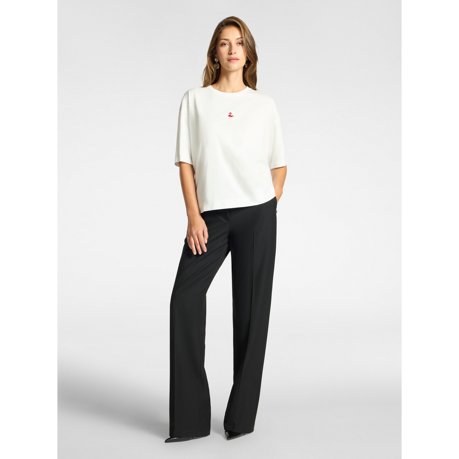 Elena Mirò - T-shirt in cotone con ricamo - Bianco