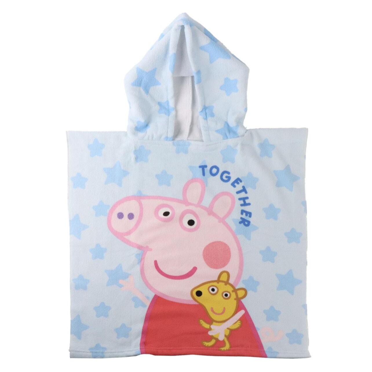 Poncho microfibra de Peppa Pig - 55x54,5x1 cm - Color: Azul Claro