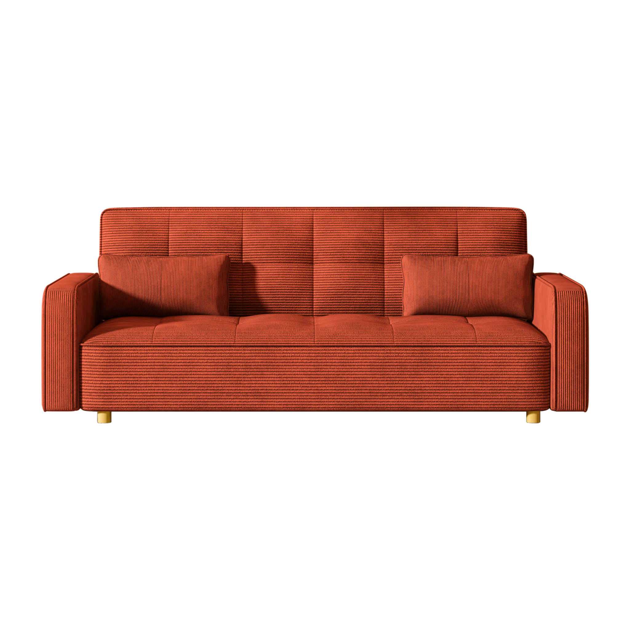 Canapé scandinave convertible 3 places en velours côtelé terracotta COOPER