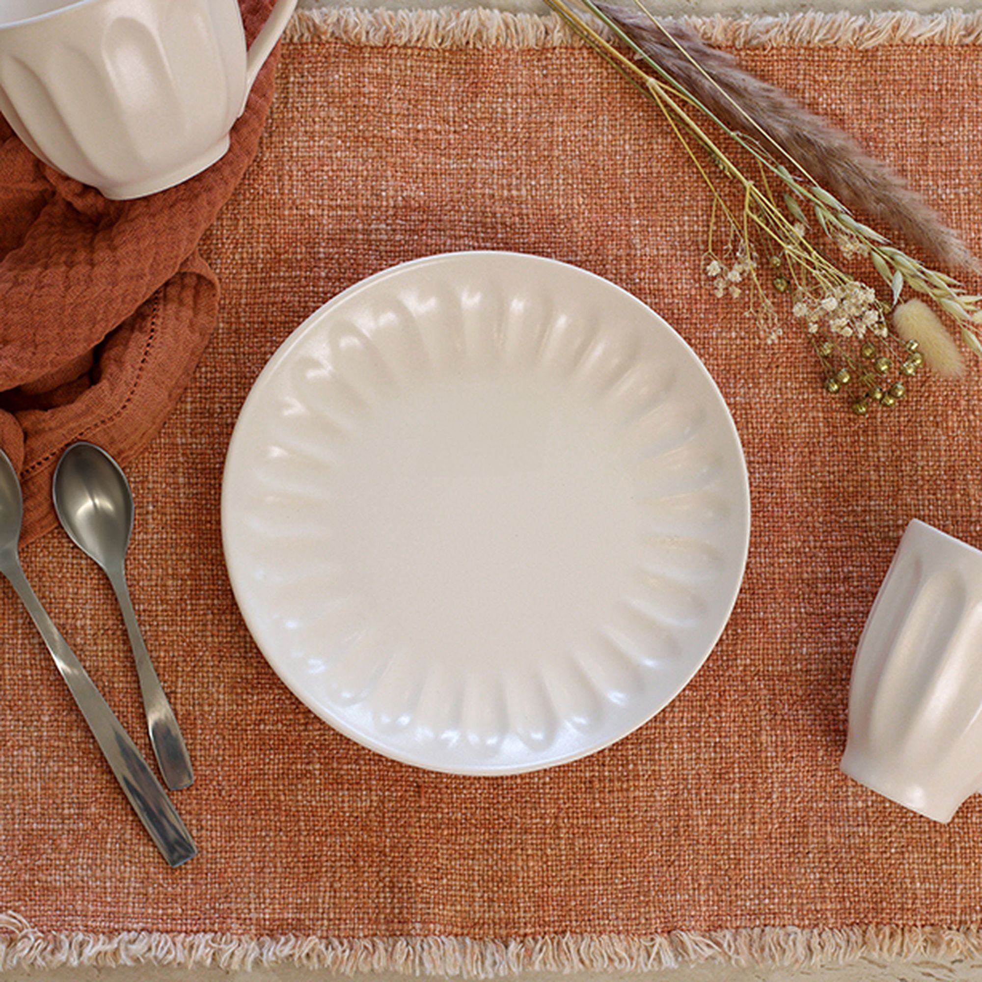 Lot de 6 assiettes à dessert en faïence beige 21cm BISTROT