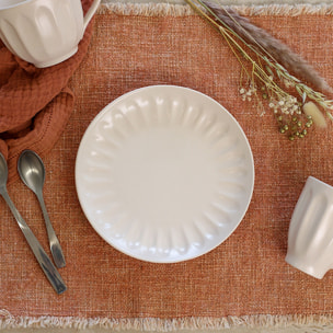 Lot de 6 assiettes à dessert en faïence beige 21cm BISTROT