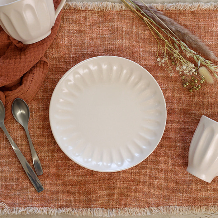 Lot de 6 assiettes à dessert en faïence beige 21cm BISTROT