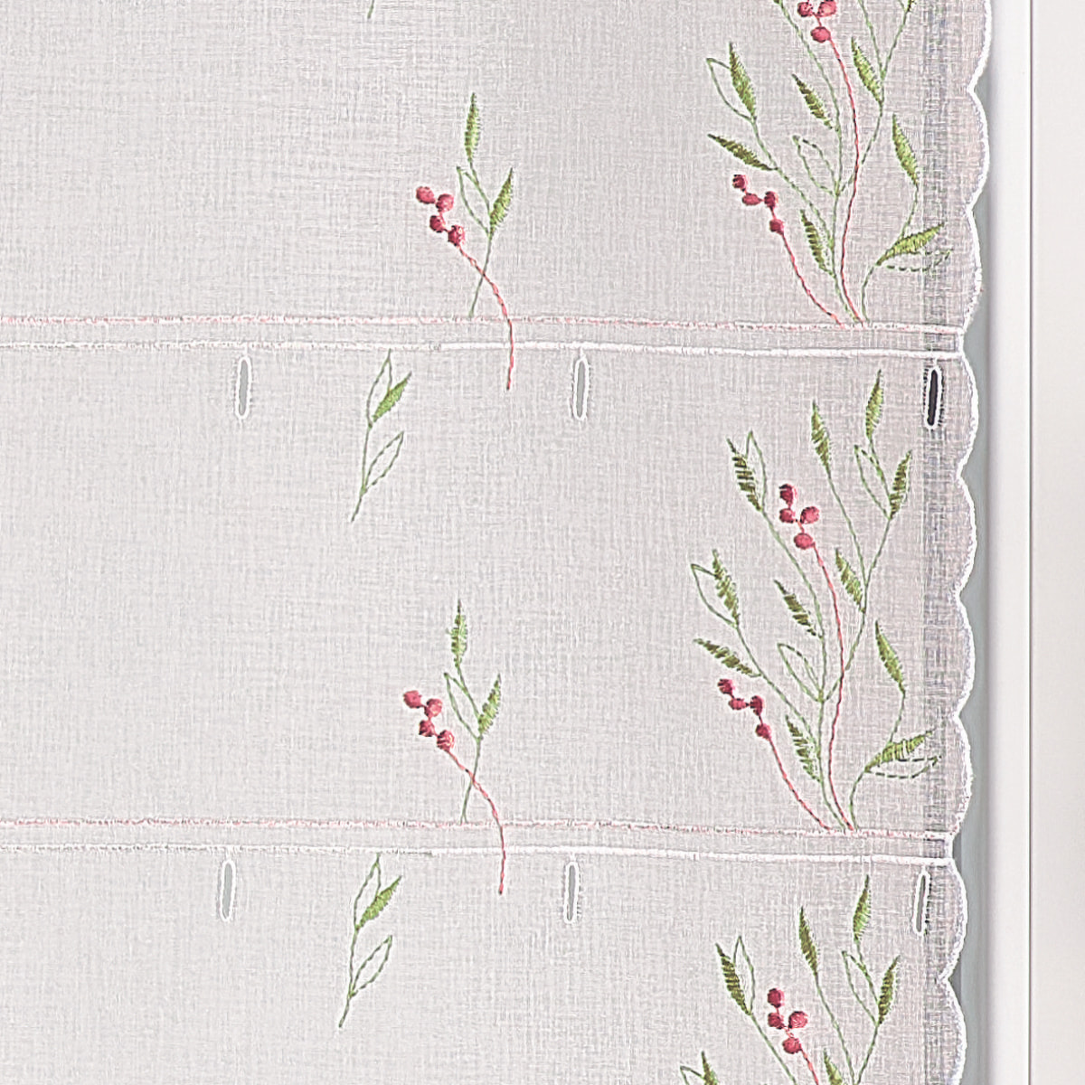 Voilage modulable brodé fleurs - Vert