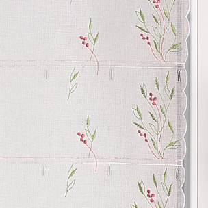 Voilage modulable brodé fleurs - Vert