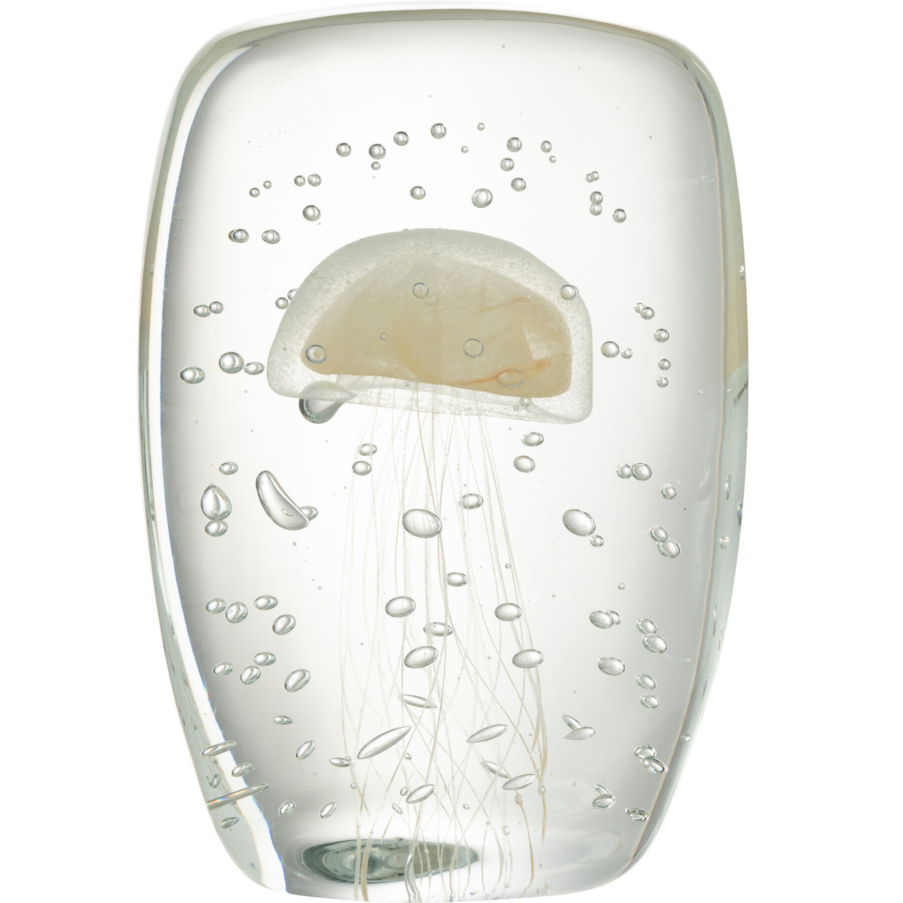 J-Line Presse Papier Calypso Triangle Verre Transparent/Beige Large