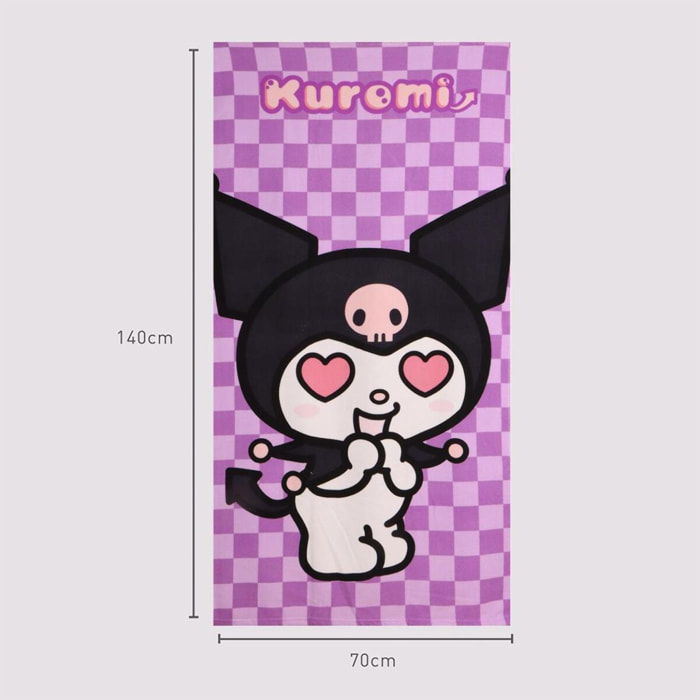 Toalla Microfibra de Hello Kitty - 70x140x1 cm - Color:Morado
