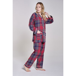 PIGIAMA DONNA flanella invernale quadro rosso e blu