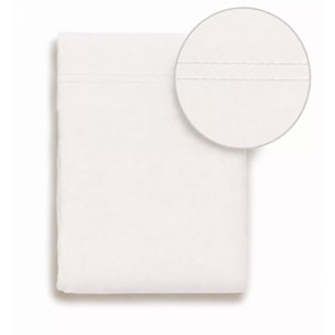 Drap plat gaze de coton lavé uni blanc Malia neige