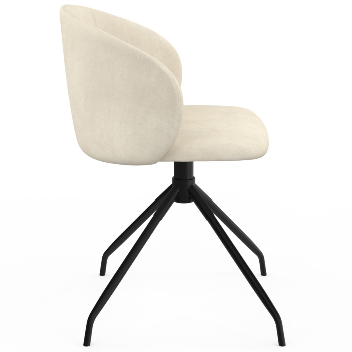 Chaises Léona pivotantes velours crème pieds métal - lot de 2