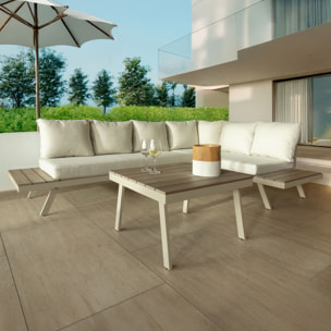 Salon de jardin 6 places en aluminium beige  CALVI