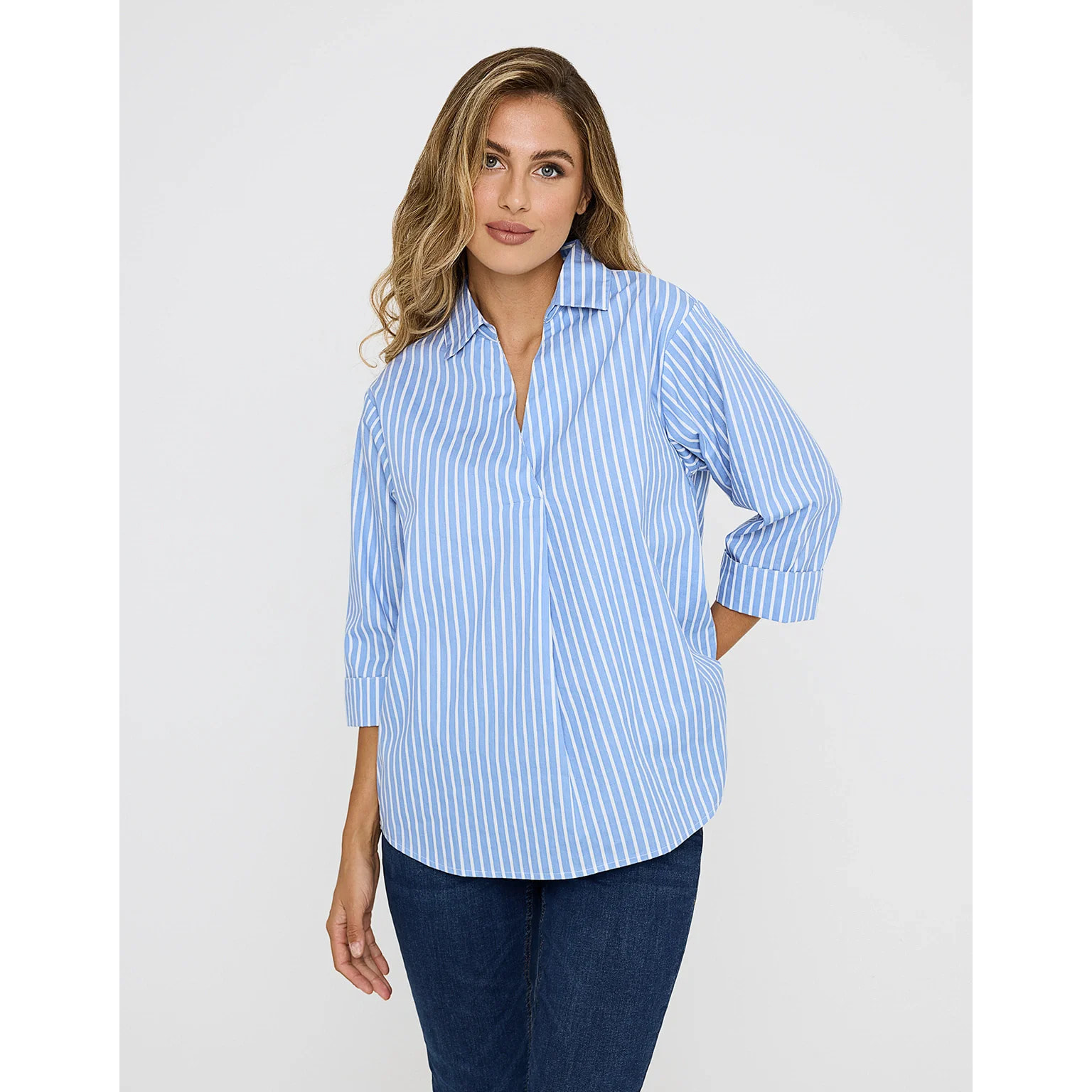 Camisa Oversize Azul Rayas - Lospine