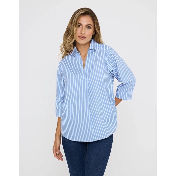 Camisa Oversize Azul Rayas - Lospine