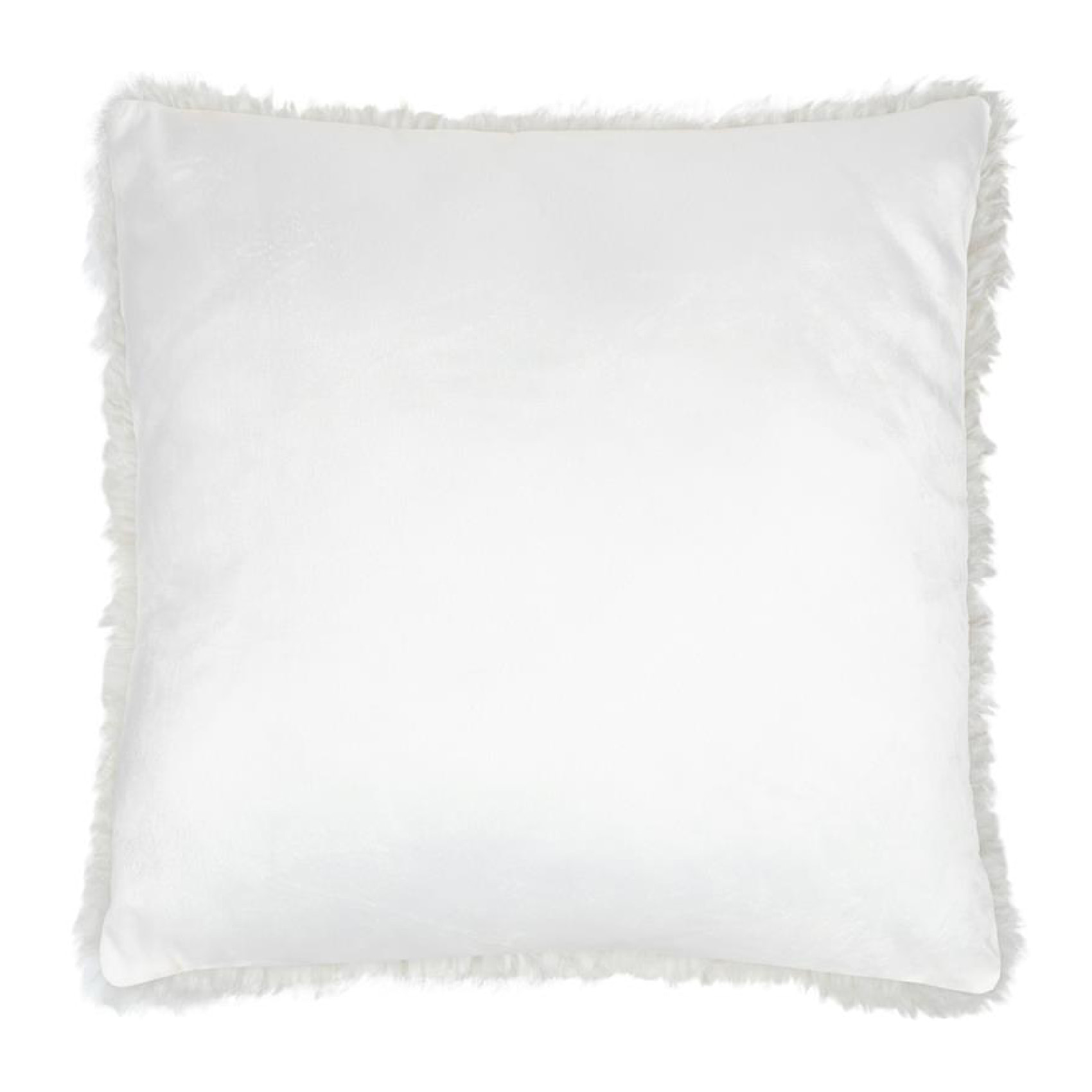 Coussin carré fausse fourrure  - Effet poils longs - Blanc