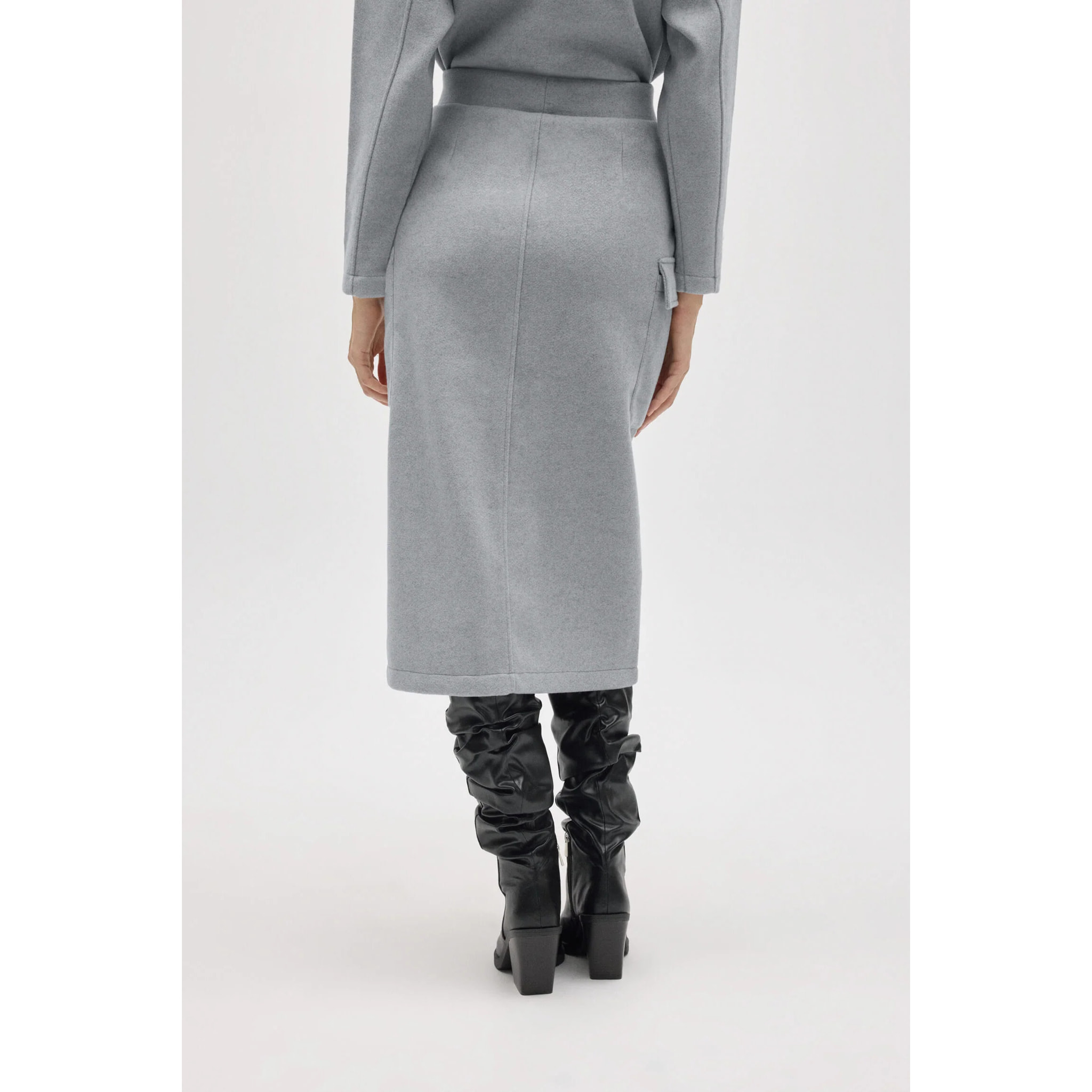 Gonna midi in stile cargo grigio caldo