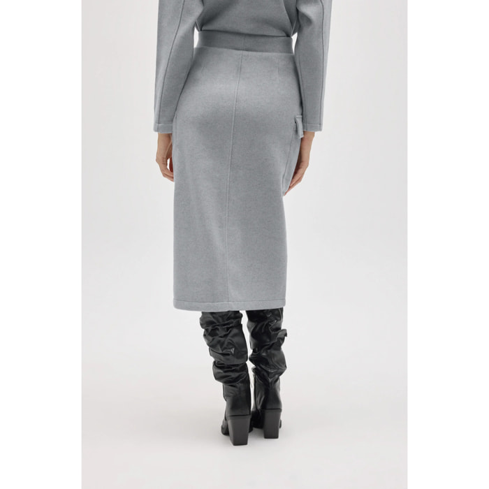 Gonna midi in stile cargo grigio caldo