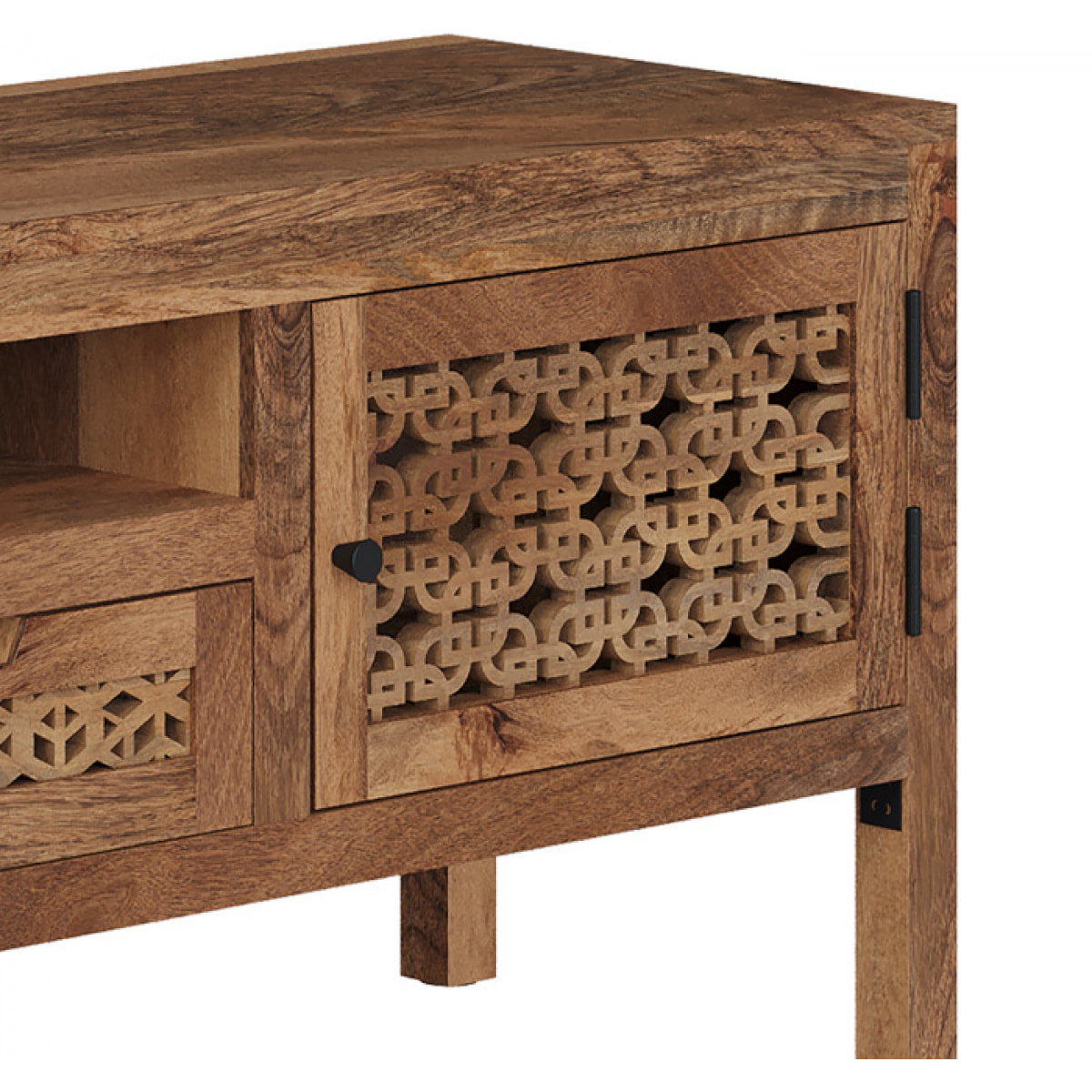 Meuble TV ajouré en bois de manguier 150 cm - Jaya