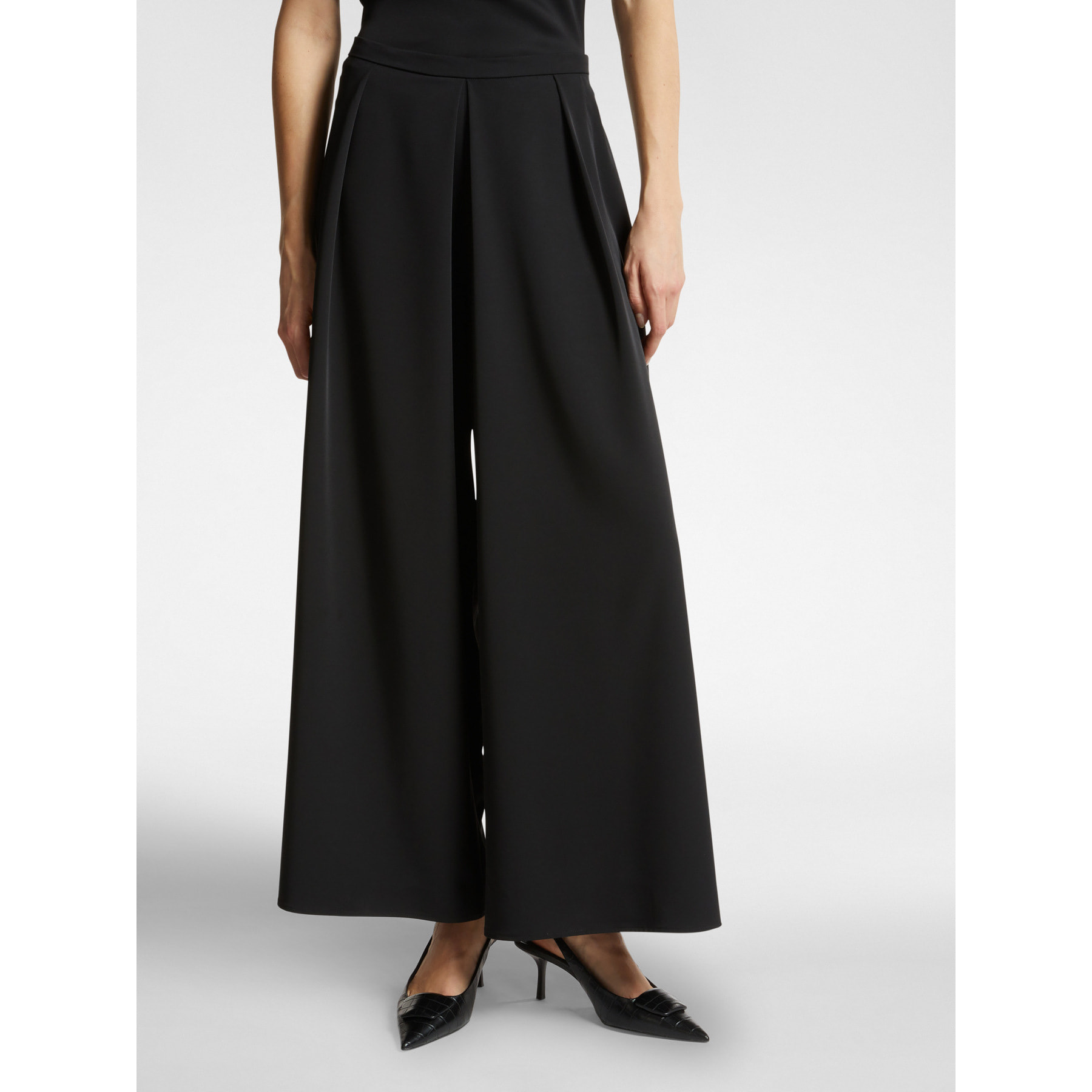 Elena Mirò - Pantaloni ampi cropped con pieghe - Nero