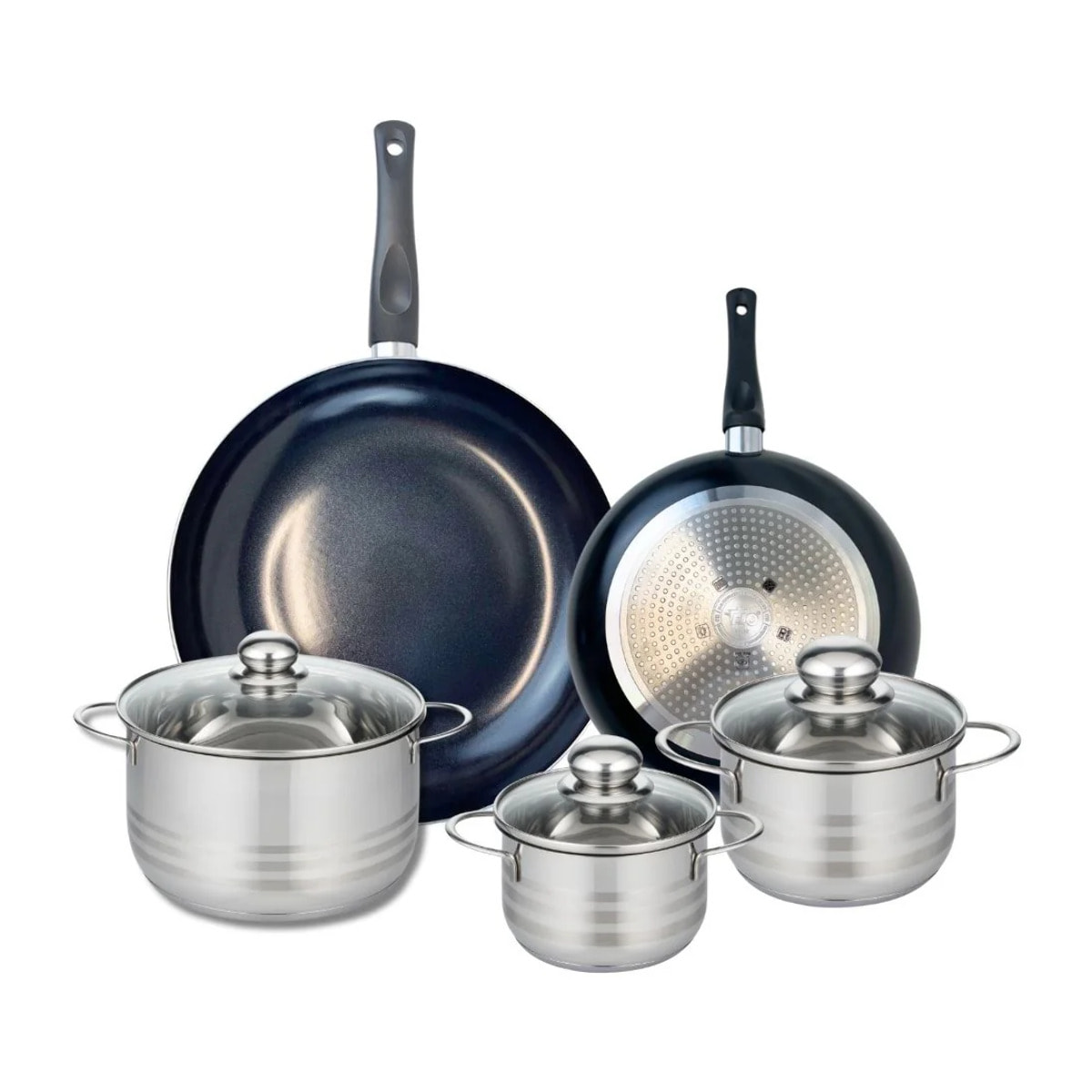 Ensemble de 2 Poêles de cuisson 24 et 32 cm et 3 faitouts 14, 16 et 20 cm Elo Prima Brillant