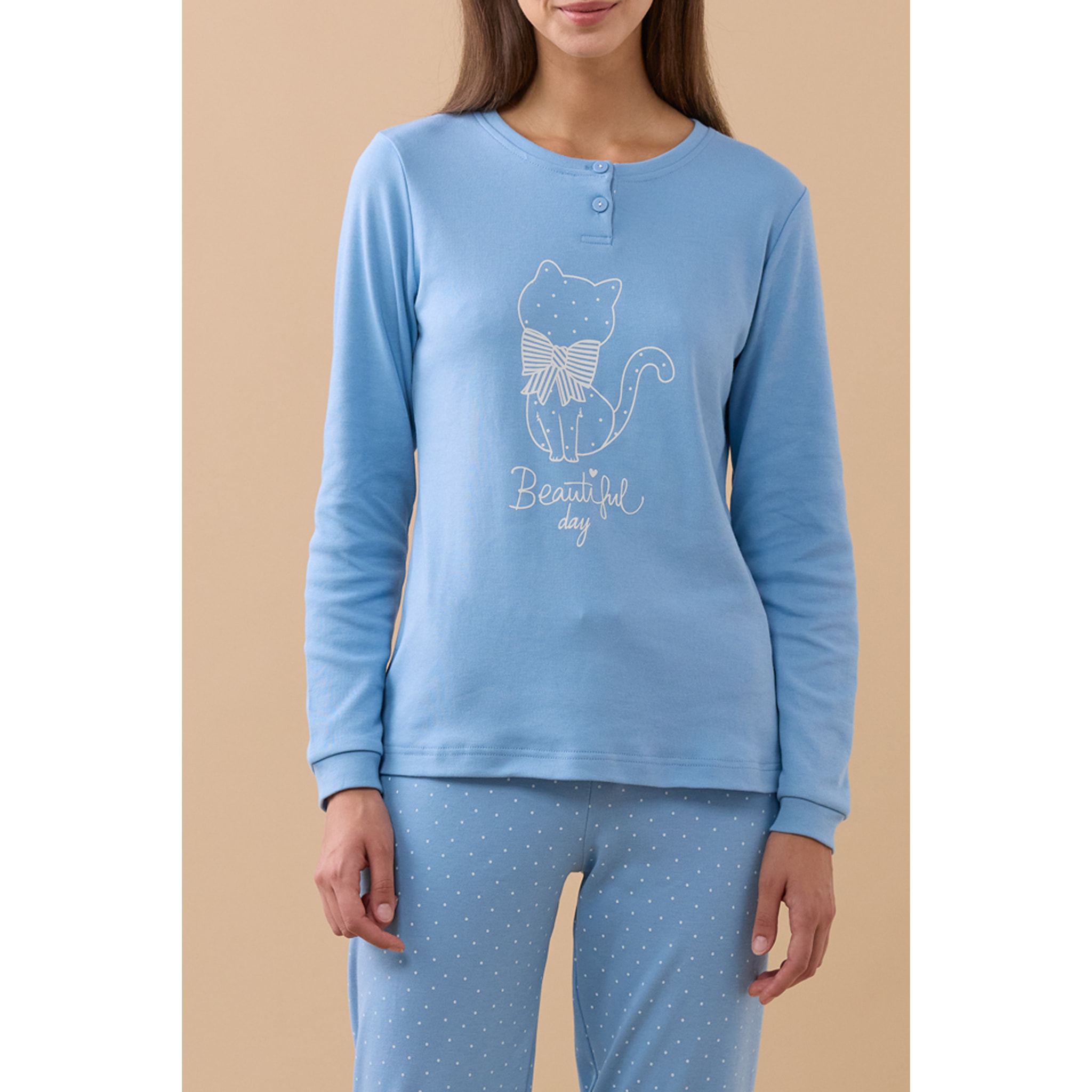 Pigiama donna invernale in caldo cotone articolo pois. Noidinotte