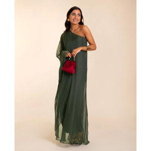 Vestido largo con capa asimétrico