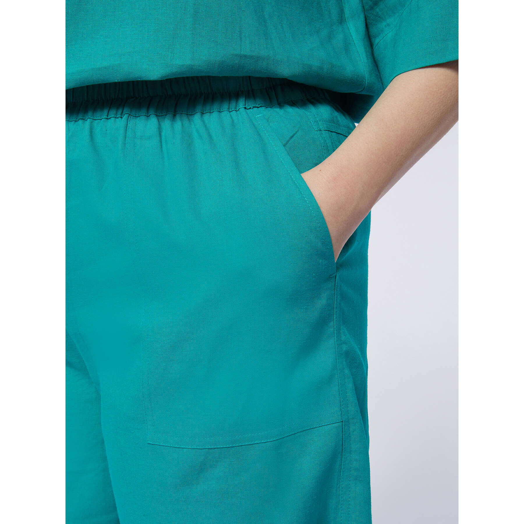 Fiorella Rubino - Pantaloni corti in lino e viscosa - Verde acqua
