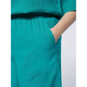 Fiorella Rubino - Pantaloni corti in lino e viscosa - Verde acqua