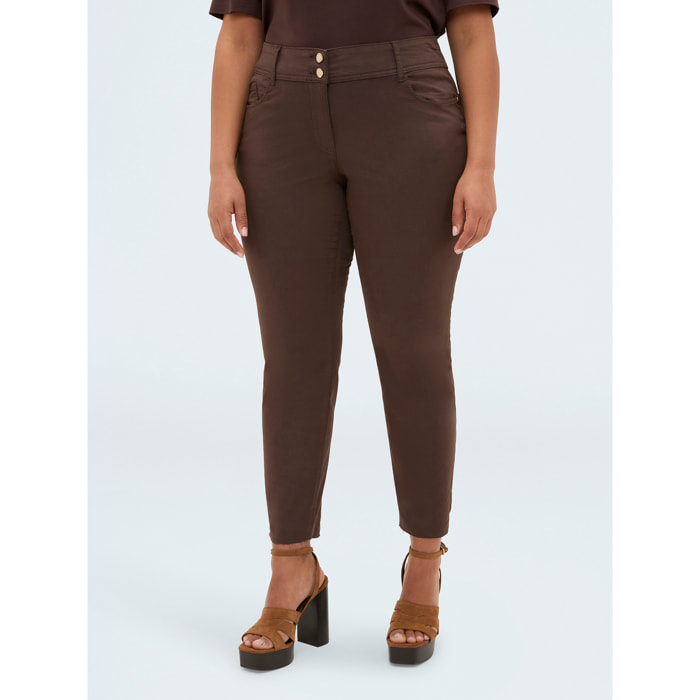 Fiorella Rubino - Pantaloni Skinny cotone - Marrone