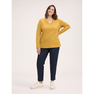 Fiorella Rubino - Camiseta con textura 3D y cadenita - Amarillo