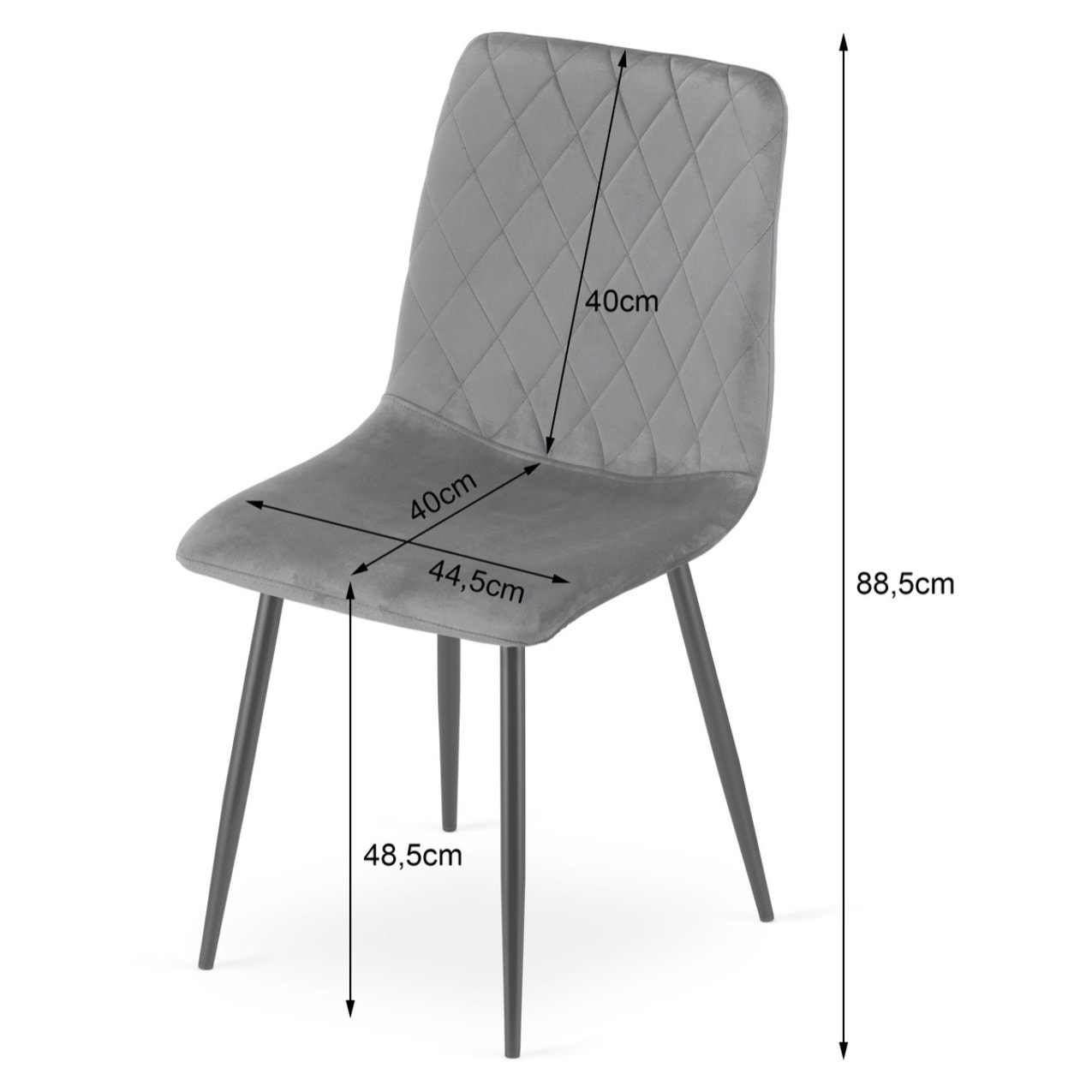 Set di 2 sedie Turin in velluto marrone con gambe nere