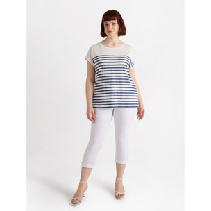 Fiorella Rubino - T-shirt a righe con ricamo - Bianco