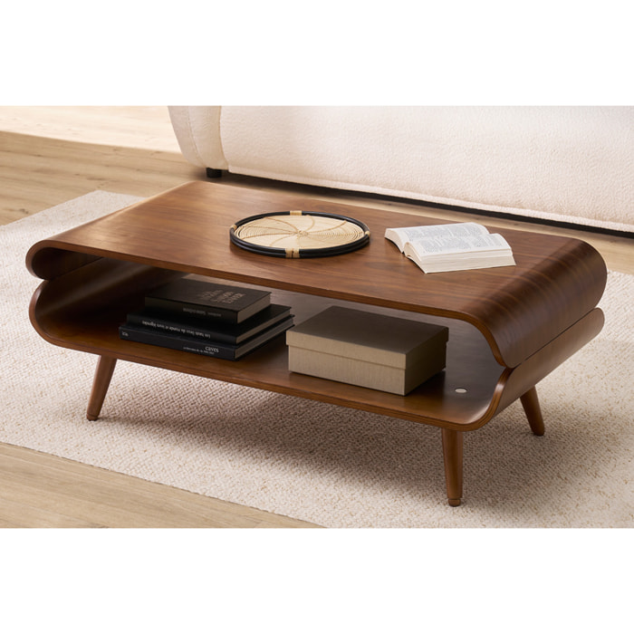 Table basse rectangulaire vintage bois foncé noyer L118 cm TAKLA