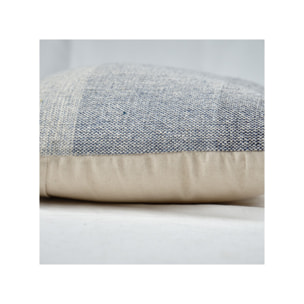 Coussin en coton brodé carré 40 x 40 cm motifs à rayures - LINE