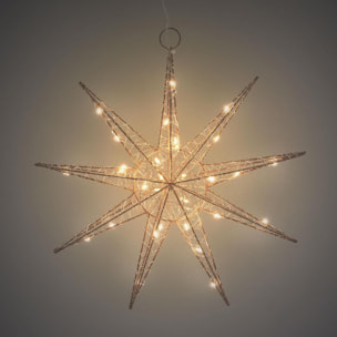 estrella de alambre led colgante con 20 luces led decorativa 30x7x0cm