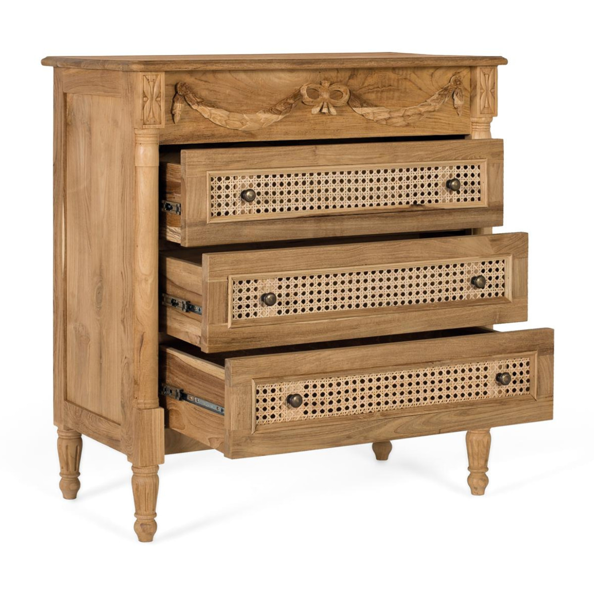 Commode en bois de teck 80 cm style rustique contemporain