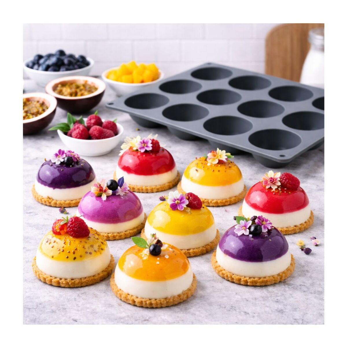 Plaque moules pour 12 dômes en silicone