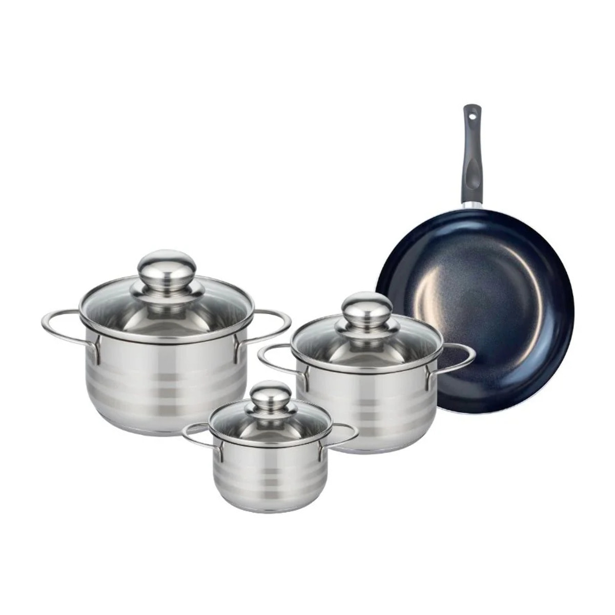 Ensemble de 1 Poêle de cuisson 20 cm et 3 faitouts 12, 14 et 16 cm Elo Prima Brillant