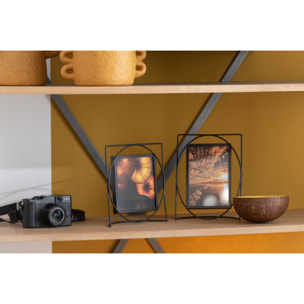 J-Line cadre photo Rectangle - métal/verre - marron foncé - large