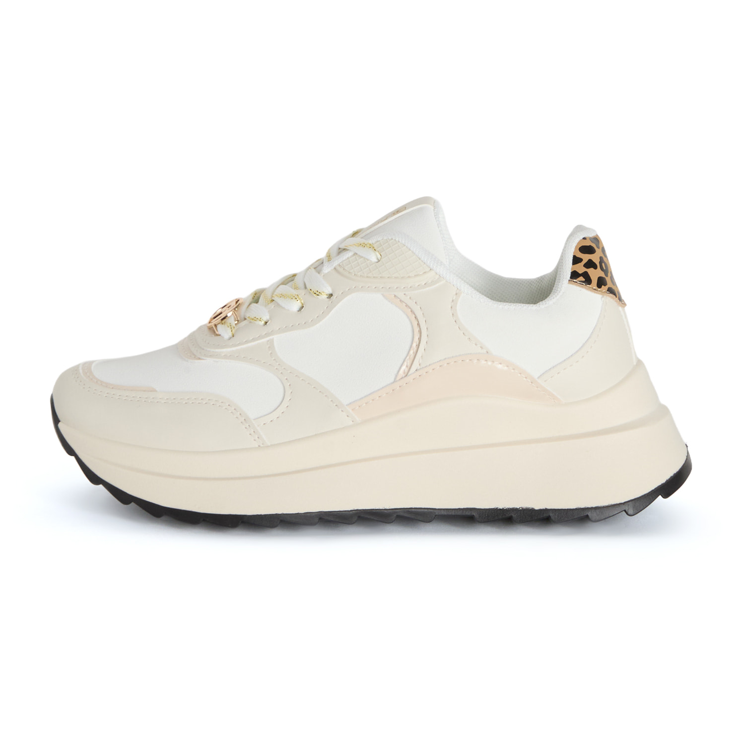 Sneakers in Similpelle con Dettagli Vernice e Animalier