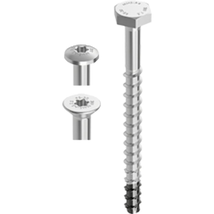 Boite de 50 Vis Multi Monti 6x80 mm HECO SCHRAUBEN - Tête fraisée Ø 11.5 - T30 - Zingué argent - 37137