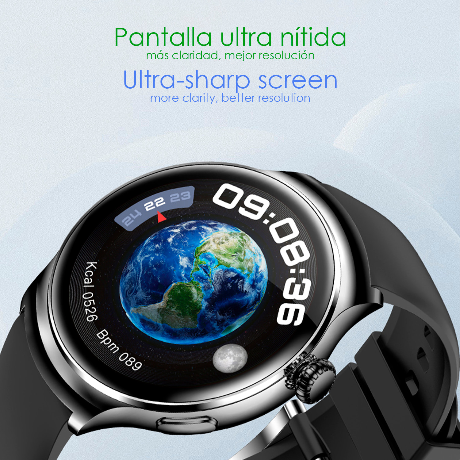 Smartwatch Z93 Pro con pantalla AMOLED, monitor de salud, modos deportivos, temperatura corporal y llamadas bluetooth.