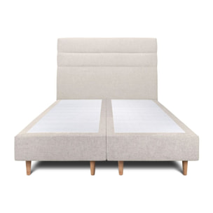Lit avec tête de lit bandes horizontales tissu et sommier tapissier Ep20
