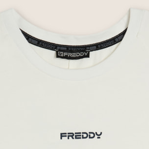 T-shirt slim con stampa lucida sul davanti