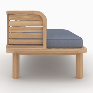 Banquette de jardin 2 places en teck et coussin gris - Kilda
