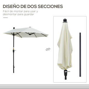 Sombrilla de Pared de Jardín 200x190x240 cm Parasol con Manivela Poste de Acero y Base Cruzada Protección Solar para Terraza Balcón Exterior Crema