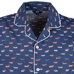 Pigiama leggero UOMO corto cotone barchette blu