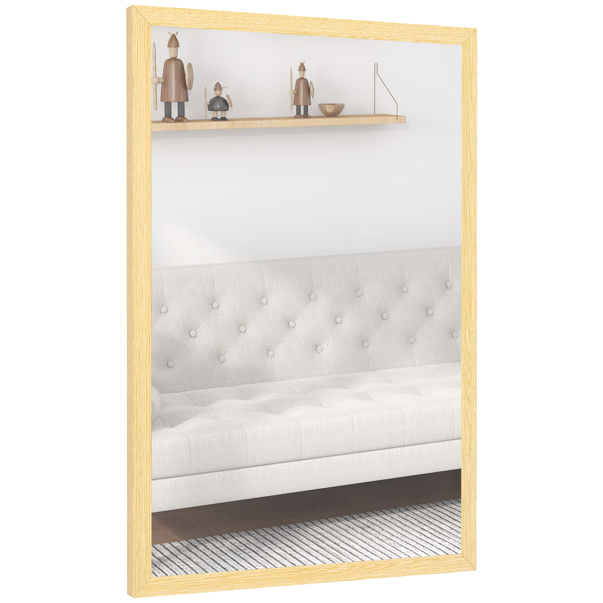 Miroir mural rectangulaire dim. 40L x 60H cm cadre effet bois naturel
