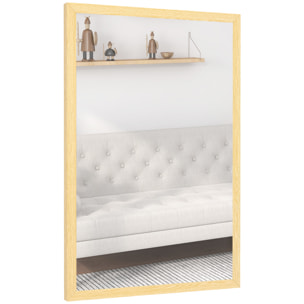 Miroir mural rectangulaire dim. 40L x 60H cm cadre effet bois naturel