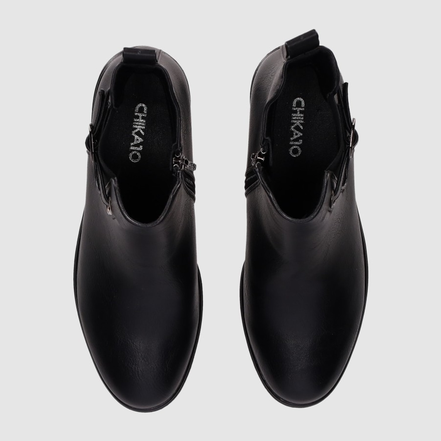 Botines de Piel Sintética - Negro - Tacón: 6 cm