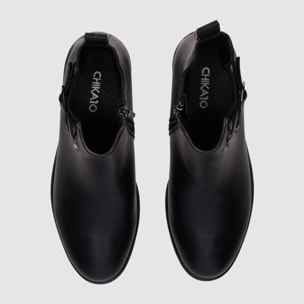 Botines de Piel Sintética - Negro - Tacón: 6 cm